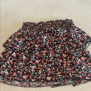 SHEIN Black Floral A-Line Skirt